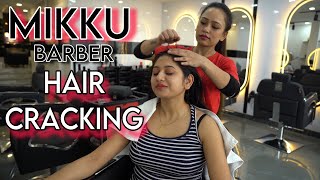 Asmr hair cracking head massage Most tingling Asmr head massage 💆‍♀️ by Mikku Barber [upl. by Randee]