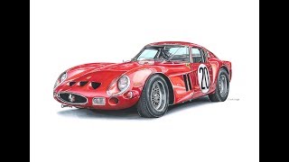 Ferrari 250 GTO Realistic Car Drawing [upl. by Erminia]