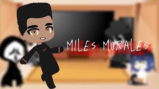 Masked characters react to each other  Miles Morales  Fandoms react Across the spiderverse part 1 [upl. by Risay]