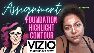 Do my Assignment with me  Foundation  Highlight amp Contour  Vizio Makeup Academy [upl. by Lyrrehs]