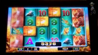 WMS Gaming  Raging Rhino Slot Line Hit amp Bonus ReTriggers BIG WIN [upl. by Luana]