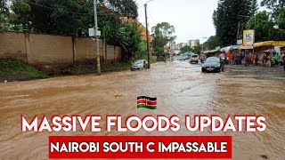 Massive Floods Update in Nairobi  South C Area Impassable 🌊 [upl. by Ahsinotna826]