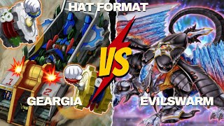 YuGiOh Feature Match Hat Format Geargia vs Evilswarm [upl. by Langan392]