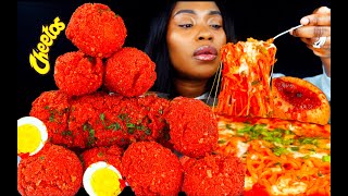 ASMR MUKBANG HOT CHEETOS CHEESY BULDAK RAMEN NOODLES EGG BOIL SEAFOOD SAUCE  MUKBANG  ASMR EATING [upl. by Higinbotham]