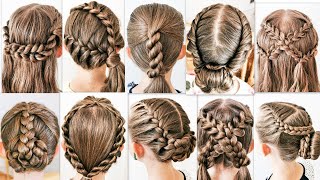 10 SIMPLE and BEAUTIFUL hairstyles for every day Easy braided hairstyles [upl. by Adnowat]