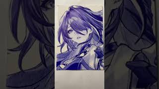 How To Use Ballpoint Pen Properly  Drawing Acheron Honkai Star Rail fanartanime shorts fpy [upl. by Euqinomahs]