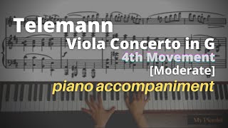 Telemann  Viola Concerto in G 4th Mov Piano Accompaniment Moderate [upl. by Nicoli]