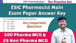 ESIC Pharmacist Main Exam Paper Date 26022019  Pharmacist Previous Exam Question Paper [upl. by Nesto786]