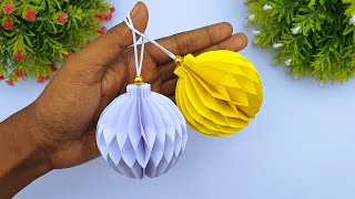 DIY Hanging Christmas Decoration Ornaments  DIY Xmas Crafts  Homemade Christmas Ball Out Of Paper [upl. by Rennie829]