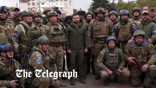 Volodymyr Zelensky makes a surprise visit to liberated Ukrainian city [upl. by Yajiv]