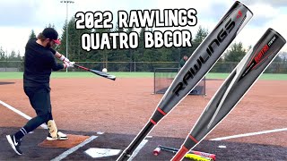 Hitting with the 2022 Rawlings Quatro PRO amp Quatro MAX  BBCOR Baseball Bat Review [upl. by Annawot35]