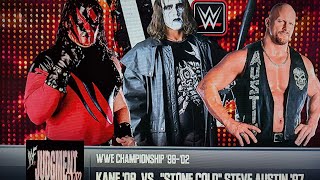 WWE 2K24 Judgment Day 98 Kane Vs Stone Cold Steve Austin WWE championship Guest Referee Match [upl. by Llenrup340]