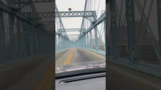 Riding across the John A Roebling Suspension Bridge cincinnati [upl. by Arratoon]