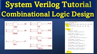 System Verilog tutorial  Combinational logic design coding  AND OR NAND NOR XOR XNOR logic gates [upl. by Suryc485]