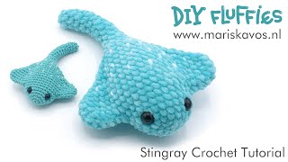 How to crochet a cute small stingray Amigurumi  free almost no sew easy tutorial for beginners [upl. by Hennessy]