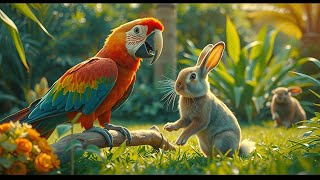 A parrot and a Rabbit friendship  Learn English with English stories  Family learning stories [upl. by Nnaj]