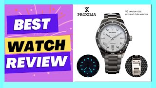 Proxima PX1697 39mm Men Watch White Enamel Dial Bubble Sapphire [upl. by Notsahc746]