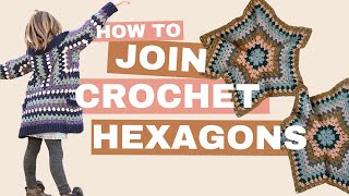 How to Seam Crochet Hexagons Into a Cardigan plus adjust the length [upl. by Noel]