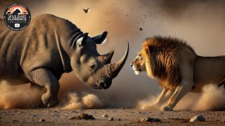 Black Rhino vs Lion A Battle of Strength Speed and Survival Tactics [upl. by Gladdy923]