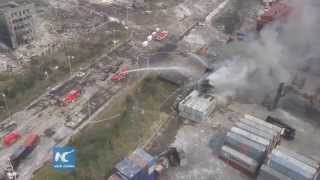 Drone footage Devastation at Tianjin explosions site [upl. by Nnadroj919]