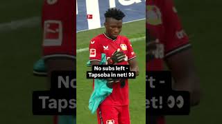 When Edmond Tapsoba his goal keeping debut 🧤 bundesliga football bayerleverkusen shorts [upl. by Josi]