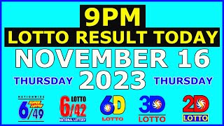 9pm Lotto Result Today November 16 2023 Thursday [upl. by Jer]