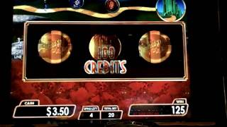 Wizard of Oz Follow the Yellow Brick Road WMS Slot Machine Bonus [upl. by Innob]