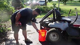 How to change oil in exmark radius e series zero turn mower [upl. by Aymahs]