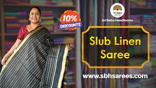 Slub Linen Saree Collections [upl. by Eicirtap342]