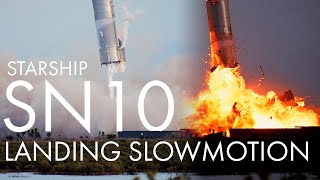 Starship SN10 landing and explosion slowmotion [upl. by Lanos]