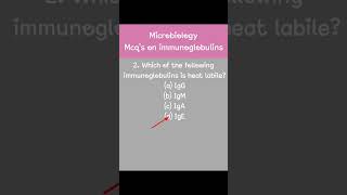 Mcqs on Immunoglobulins Microbiology youtubeshorts ytshorts shorts mbbs bmlt shortsoftheday [upl. by Keeryt]