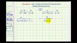 Ex 3 Add and Subtract Rational Expressions  Unlike Denominators [upl. by Eerat785]