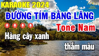 Đường Tím Bằng Lăng Karaoke Tone Nam  Dm  Nhạc Sống Rumba  Trọng Hiếu [upl. by Laroc]