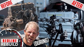 Rusty to running Chevy Stovebolt 6 engine rebuild time lapse  Redline Rebuild S3E5 [upl. by Cottle]