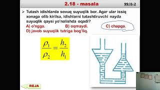 16 Suyuqlik va gazlarda bosim masala yechish 2024 25 [upl. by Ekeiram162]