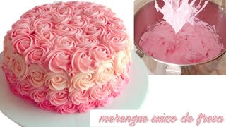 💖MERENGUE SUIZO DE FRESAPARA DECORAR PASTELESPARA PRINCIPIANTES 😘👍 [upl. by Akeylah]