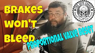 brakes wont bleed proportional valve reset this guys garage [upl. by Nofpets]