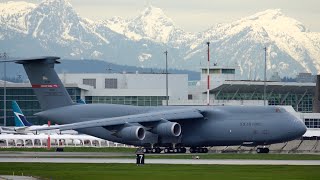 HUGE USAF C5 Galaxy Arrives and Departs Vancouver International Airport [upl. by Victorine621]