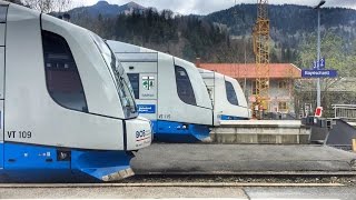 Drei Integralzüge der BOB nebeneinander in Bayrischzell Oberbayern [upl. by Dyane]