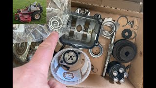 eXmark Lazer Z HydroGear Hydraulic Pump removal Rebuild and Install [upl. by Yelloh]