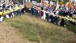 Onbashira festival in Nagano Japan [upl. by Cuthburt240]