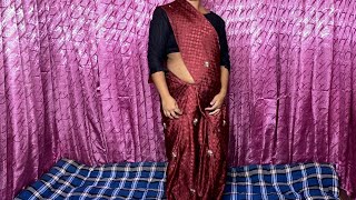 Black colour Cotton Print Saree Wearing with me  My Saree wearing Style  By Saree Queen [upl. by Niriam]