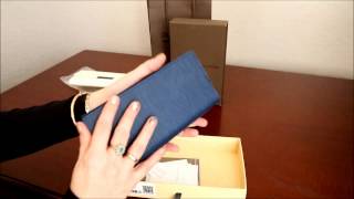 Портмоне кожаное синее LOUIS VUITTON BRAZZA WALLET EPI LUX M60615 [upl. by Akfir]