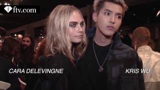 HD 1080P Kris Wu amp Cara Delevingne after the Burberry September Show at LFW [upl. by Ahsemrak]