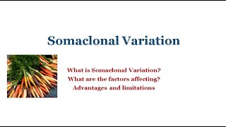 What is Somaclonal Variation Definition Factors affecting Advantages and Limitations [upl. by Dnalram132]