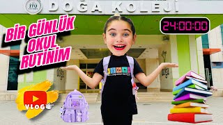 OKULDA 1 GÜNLÜK RUTİN VLOG  ELİF SİNEM OKULDA TÜM GÜN NELER YAPIYOR [upl. by Icnarf]