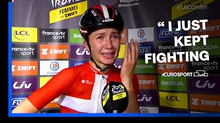 Emotional Cecilie Uttrup Ludwig struggles to hold back the tears after stage victory  Eurosport [upl. by Joseito]