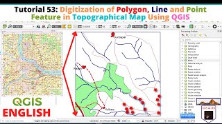 Digitization of Polygon Line and Point Feature in Topographical Map Using QGIS [upl. by Amlet]