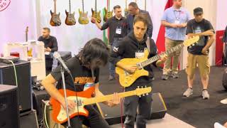 Matteo Mancuso amp Tomo Fujita LIVE JAM at NAMM 2024 NAMMShow namm2024 guitarsolo [upl. by Enelie]