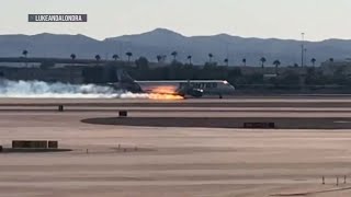 Frontier flight makes emergency landing after plane catches fire in air [upl. by Ailelc744]